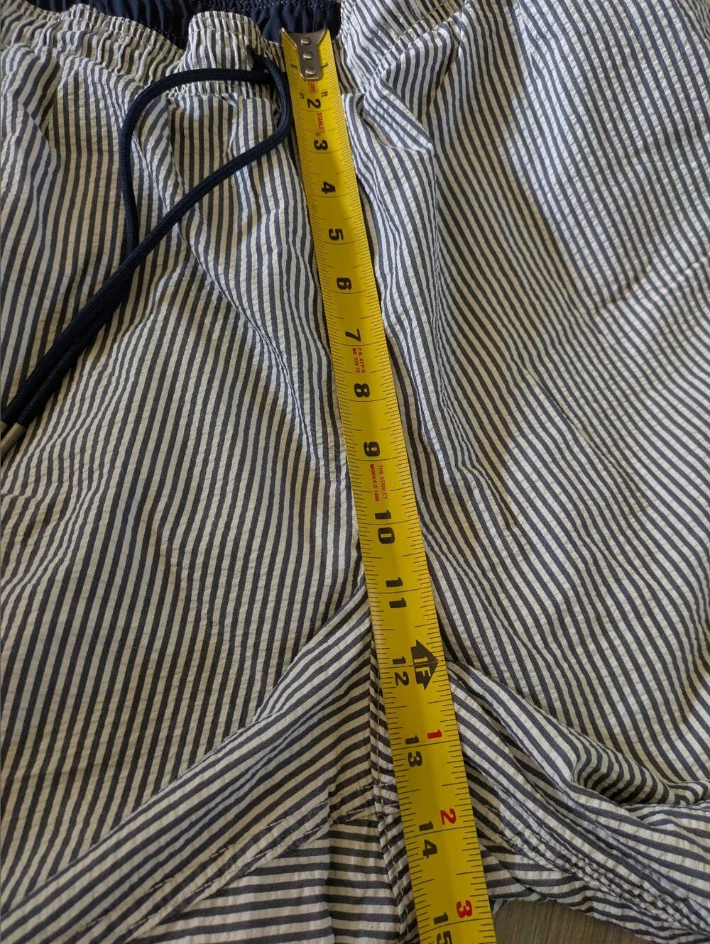 Lands End Blue & White Striped Pocketed Swim Trunks Shorts Mens XL 40-42